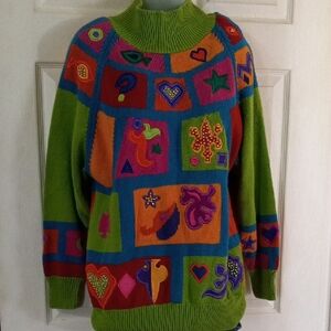 I.B. Diffusion Vintage Colorful Patterned 80's 90's  Sweater SZ.M